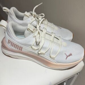 Puma Women's White and Pink Sneakers
